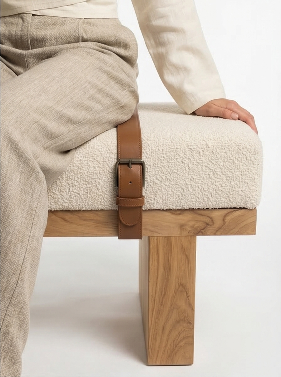 Valencia Oro Greece Mediterranean Cream Bouclé Bench - Mediterranean Italian Contemporary Home Decor Furniture