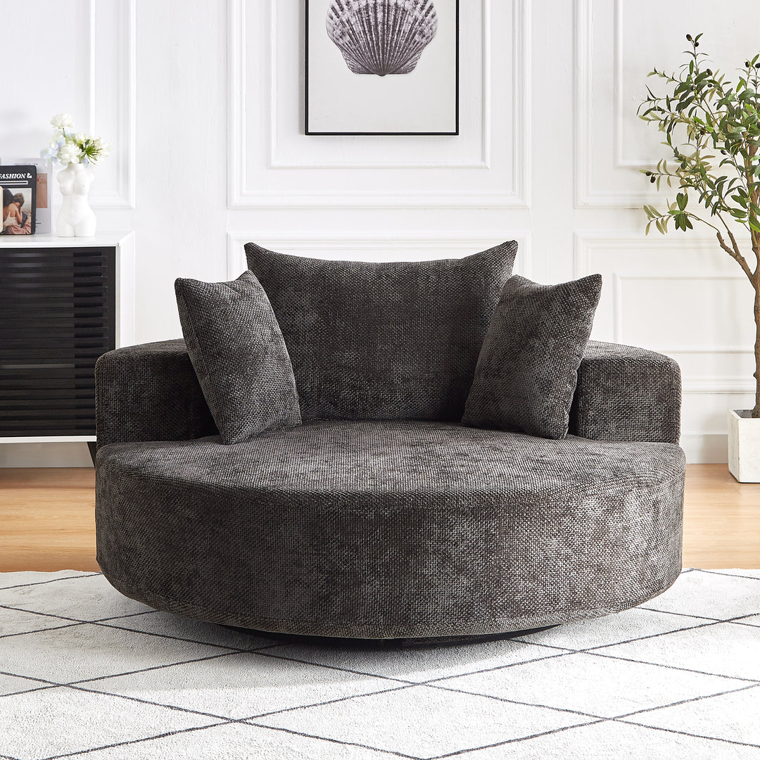 Buy farmhouse furniture Scarlett Round Swivel Sofa Daybed | Chenille Circle Chair | Farmhouse Living Room Statement Piece - Modern Cottage Farmhouse Furniture