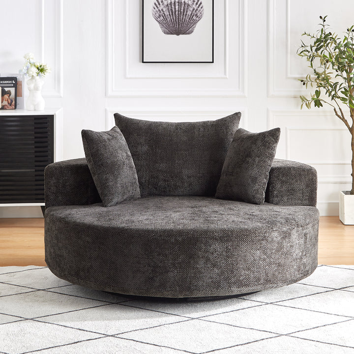 Buy farmhouse furniture Scarlett Round Swivel Sofa Daybed | Chenille Circle Chair | Farmhouse Living Room Statement Piece - Modern Cottage Farmhouse Furniture