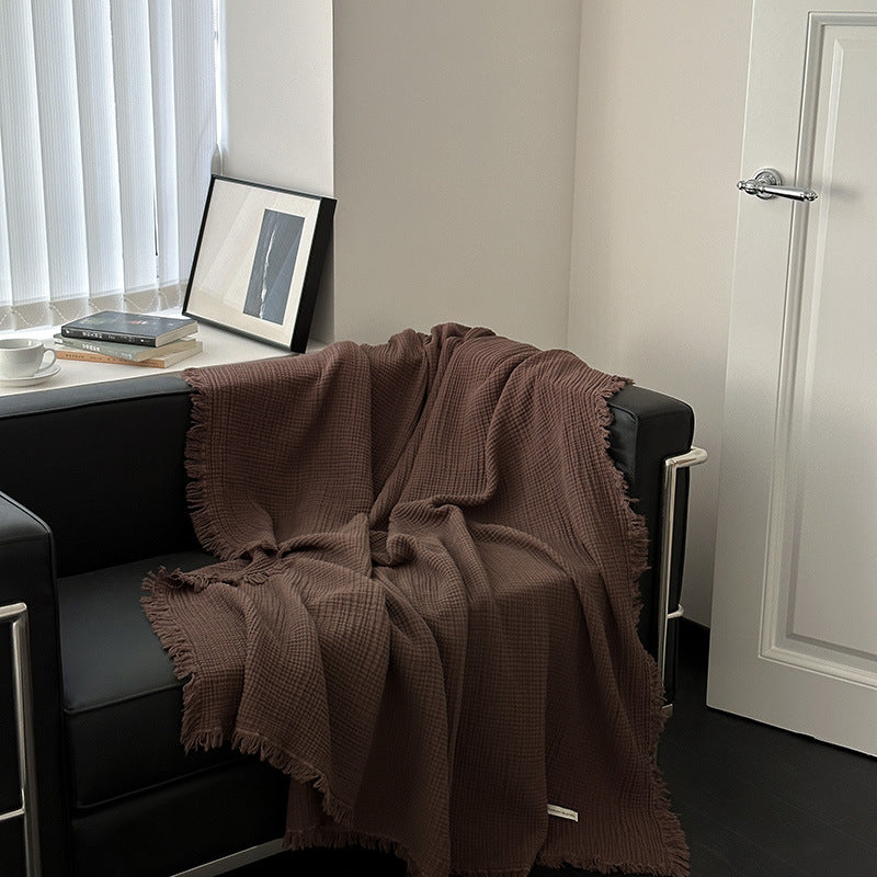 Buy farmhouse furniture Ranchwood Haven | Modern Neutral Farmhouse Tassel Throw Blanket - Modern Cottage Farmhouse Furniture