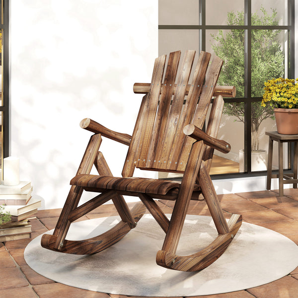 Buy farmhouse furniture Brooks Adirondack Rocking Chair | Rustic Solid Fir Wood Porch Rocker - Modern Cottage Farmhouse Furniture