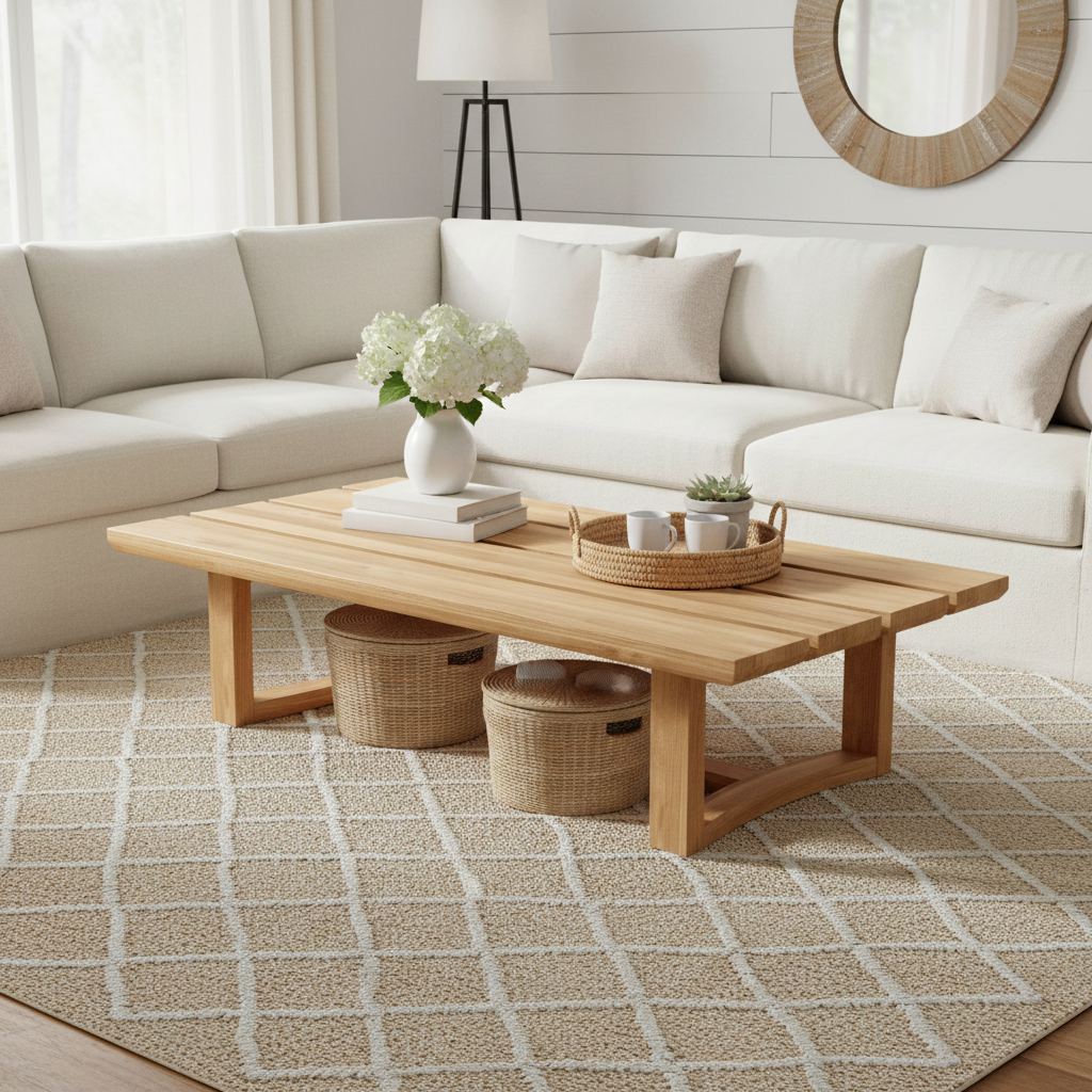 Buy farmhouse furniture Junus Large Modern Cottage Farmhouse Coffee Table - Modern Cottage Farmhouse Furniture