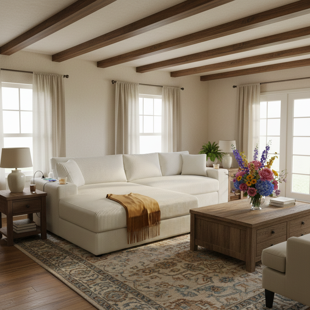 White Oak • White Modern Cottage American Farmhouse Style Sofa Couch Cottage Farm house - the farmhouse