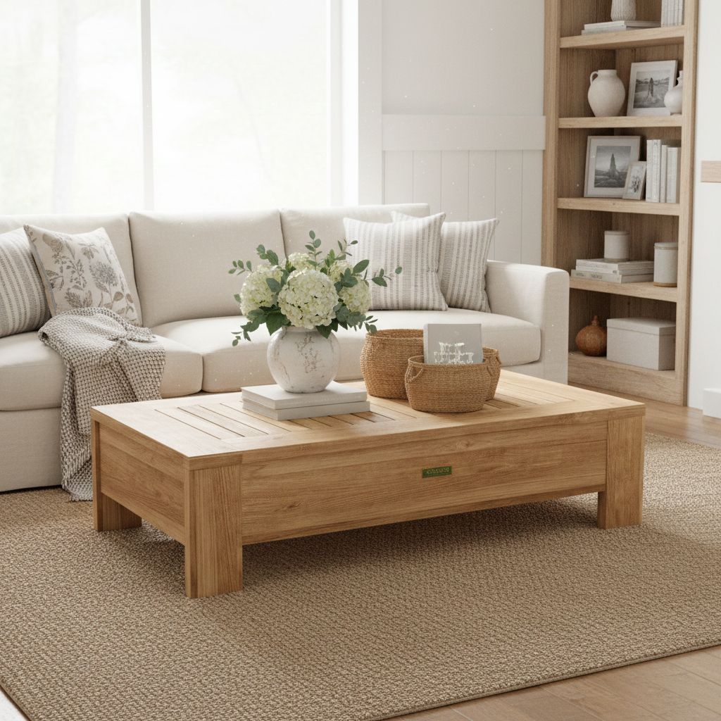 Buy farmhouse furniture Rustic Roots Ranch | Rectangular Large Modern Farmhouse Cottage Coffee Table - Modern Cottage Farmhouse Furniture