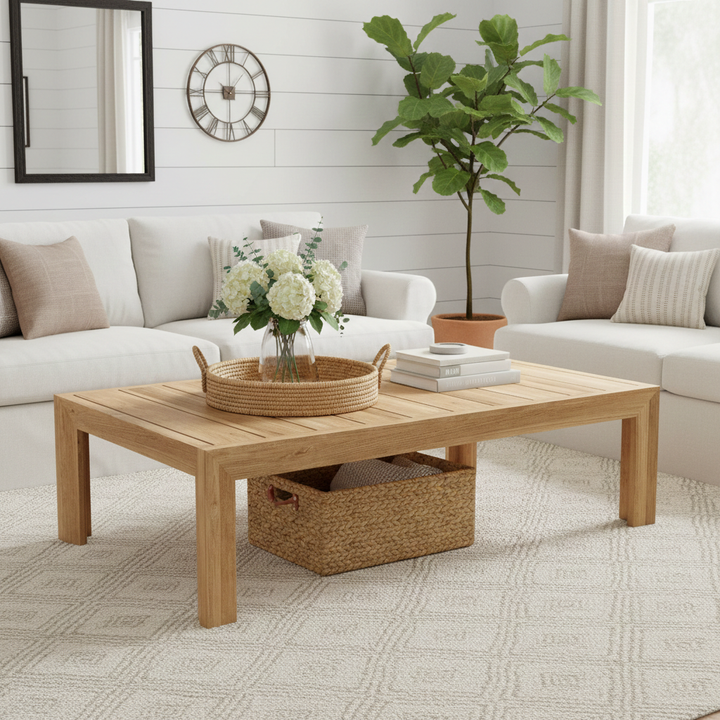 Buy farmhouse furniture Bear Hollow | Round Real Wood Farmhouse Coffee Table - Modern Cottage Farmhouse Furniture