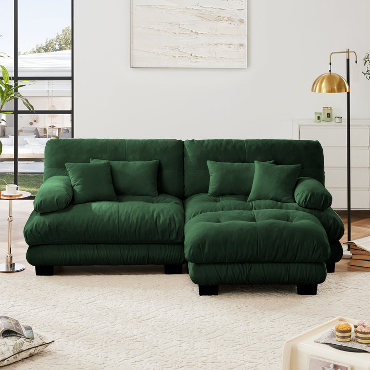 Marbella | Upholstered Mediterranean Luxury Cloud Green Wide Arm Sofa - Mediterranean Italian Contemporary Home Decor Furniture