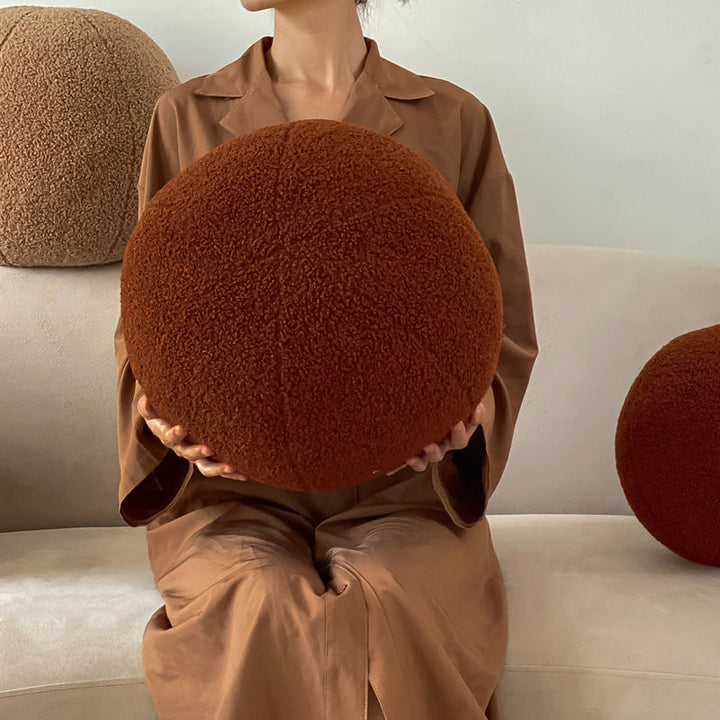 Boho Aesthetic Teddy Fleece Wool Roll Oil Painting Board Plush Pillow | Biophilic Design Airbnb Decor Furniture 