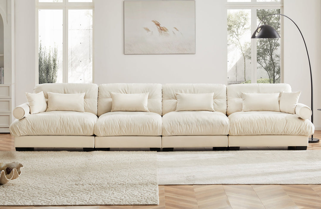 Bone & Beam • White Modern Cottage American Farmhouse Style Sofa Couch - Mediterranean Italian Contemporary Home Decor Furniture