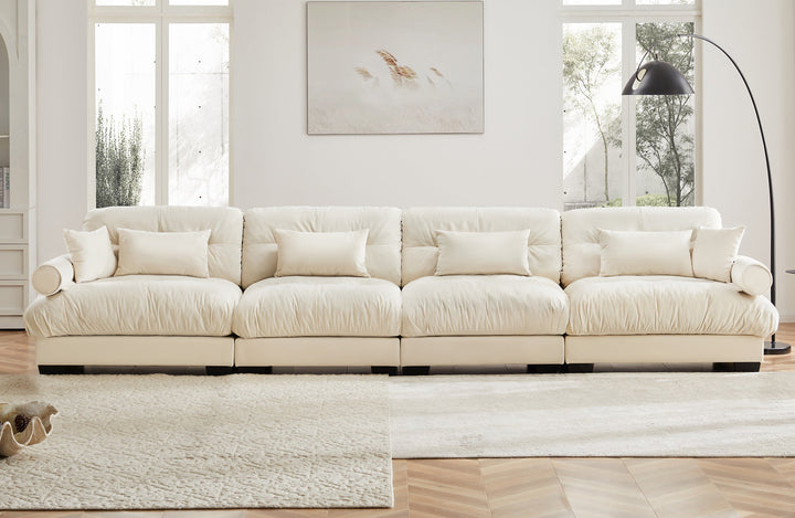 Bone & Beam • White Modern Cottage American Farmhouse Style Sofa Couch - Mediterranean Italian Contemporary Home Decor Furniture