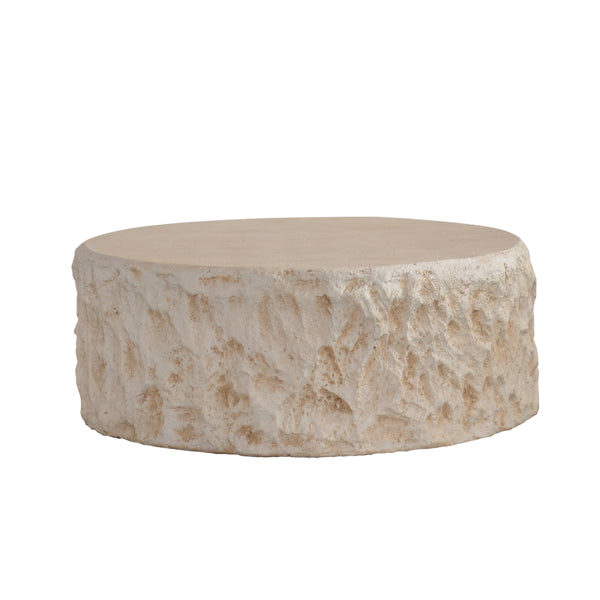 Helios | Circular Italian Mediterranean Limestone Artificial Coffee Table - Mediterranean Italian Contemporary Home Decor Furniture