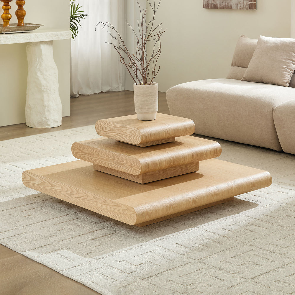 3-Piece Modular Modern Cottage Farmhouse Style Stacking Coffee Table - Modern Cottage Farmhouse Furniture