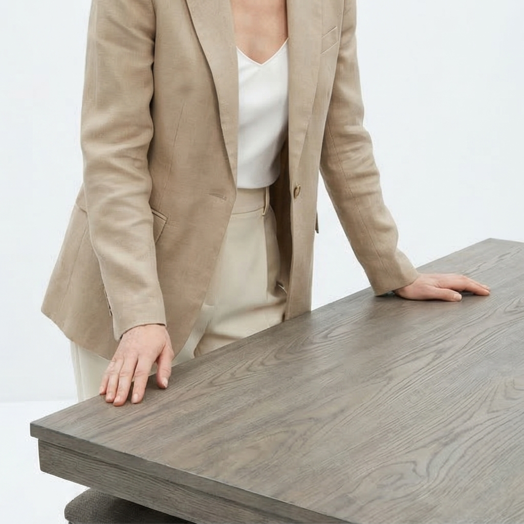 Moseberg Gray Mediterranean Farmhouse Oak Coffee Table with Storage Stools - Mediterranean Italian Contemporary Home Decor Furniture