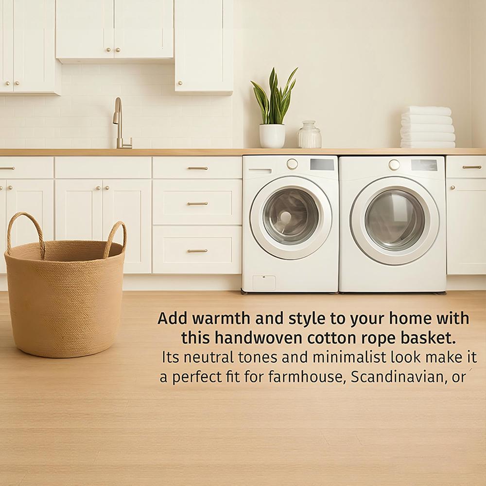 Mediterranean Farmhouse Woven Natural Jute Laundry Basket with Handle - Custom Made - Mediterranean Italian Contemporary Home Decor Furniture