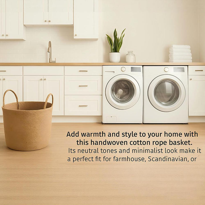 Mediterranean Farmhouse Woven Natural Jute Laundry Basket with Handle - Custom Made - Mediterranean Italian Contemporary Home Decor Furniture