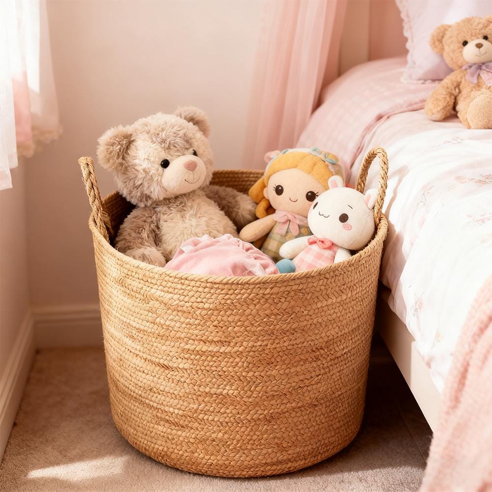 Mediterranean Farmhouse Woven Natural Jute Laundry Basket with Handle - Custom Made - Mediterranean Italian Contemporary Home Decor Furniture