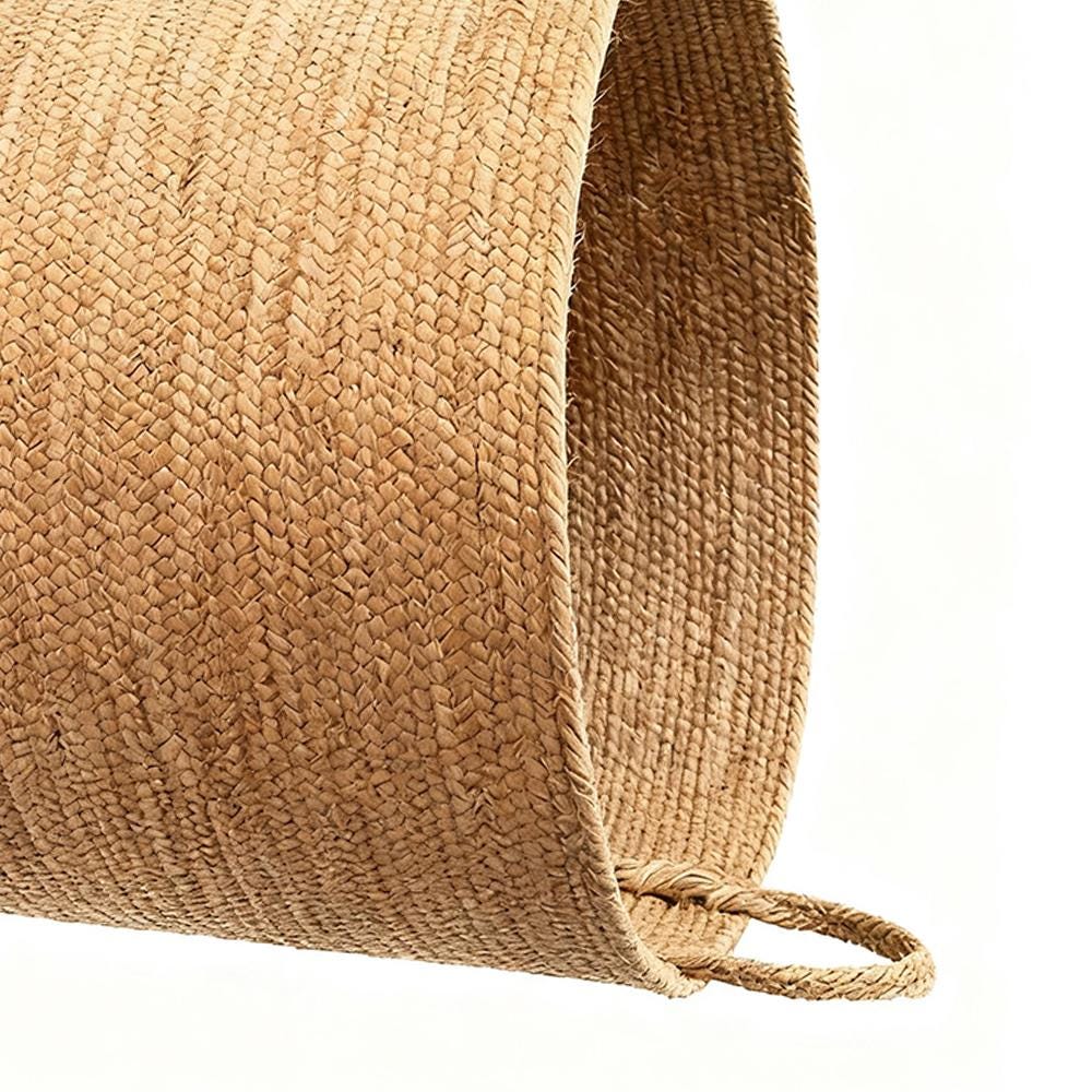 Mediterranean Farmhouse Woven Natural Jute Laundry Basket with Handle - Custom Made - Mediterranean Italian Contemporary Home Decor Furniture