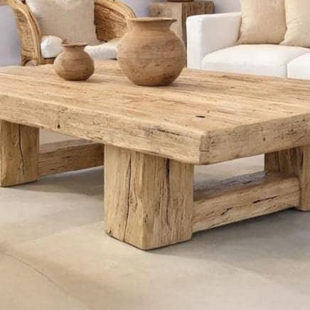 Mediterranean Coastal Rustic Wooden Coffee Table – Custom Handmade - Mediterranean Tuscan Contemporary Home Decor Furniture