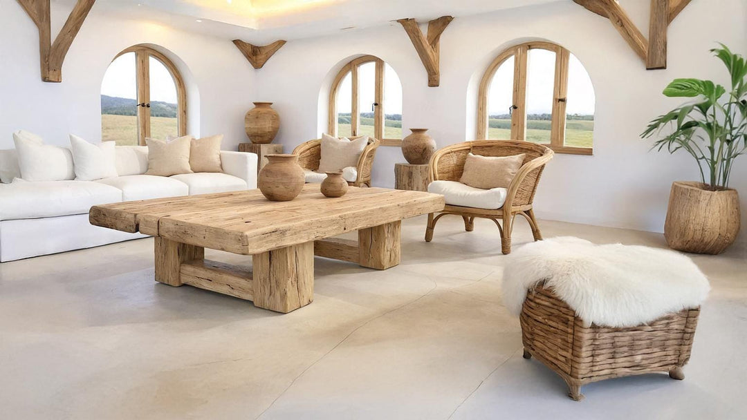 Mediterranean Coastal Rustic Wooden Coffee Table – Custom Handmade - Mediterranean Tuscan Contemporary Home Decor Furniture