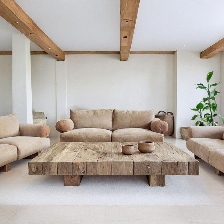 Classic Mediterranean Farmhouse Italian Rustic Wooden Coffee Table – Custom Handmade - Mediterranean Italian Contemporary Home Decor Furniture