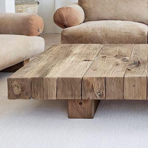 Classic Mediterranean Farmhouse Italian Rustic Wooden Coffee Table – Custom Handmade - Mediterranean Italian Contemporary Home Decor Furniture