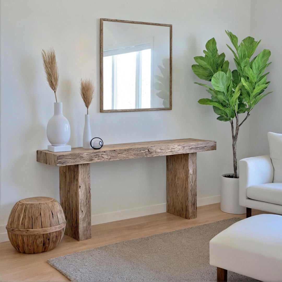 Rustic Mediterranean Farmhouse Wooden Foyer Table – Custom Handmade - Mediterranean Tuscan Contemporary Home Decor Furniture