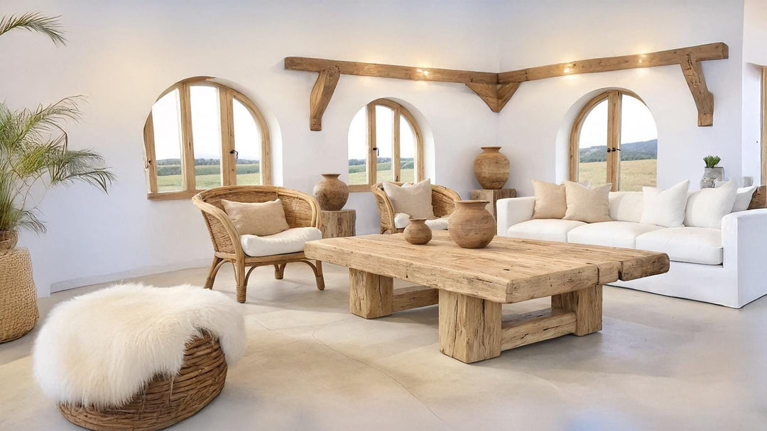 Mediterranean Coastal Rustic Wooden Coffee Table – Custom Handmade - Mediterranean Tuscan Contemporary Home Decor Furniture