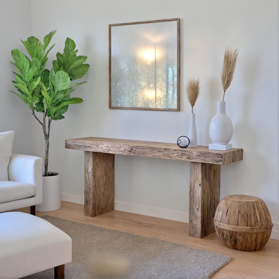 Rustic Mediterranean Farmhouse Wooden Foyer Table – Custom Handmade - Mediterranean Tuscan Contemporary Home Decor Furniture