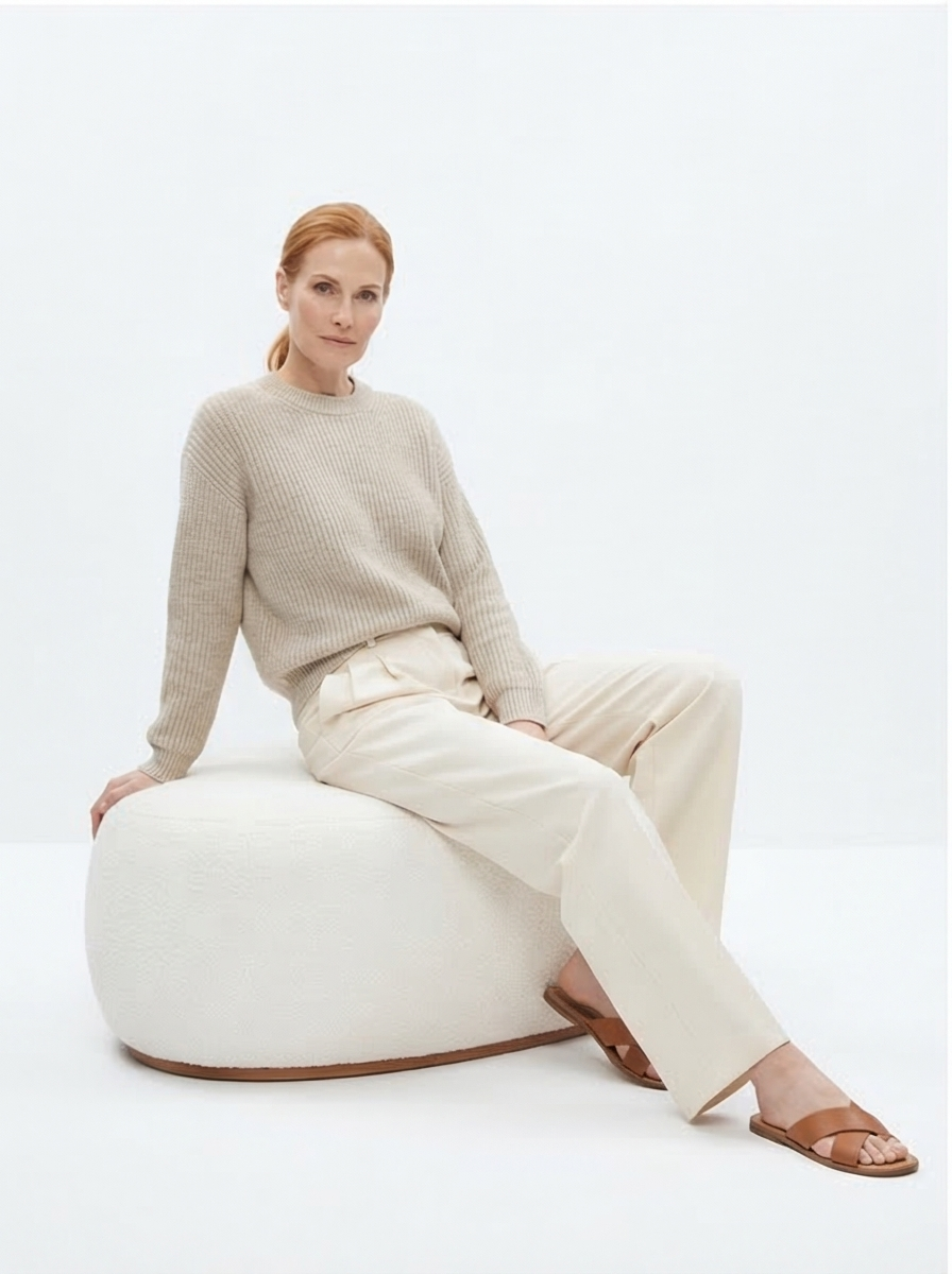 Amber Selma Cho Luxury White Minimalist Ottoman - Mediterranean Italian Contemporary Home Decor Furniture