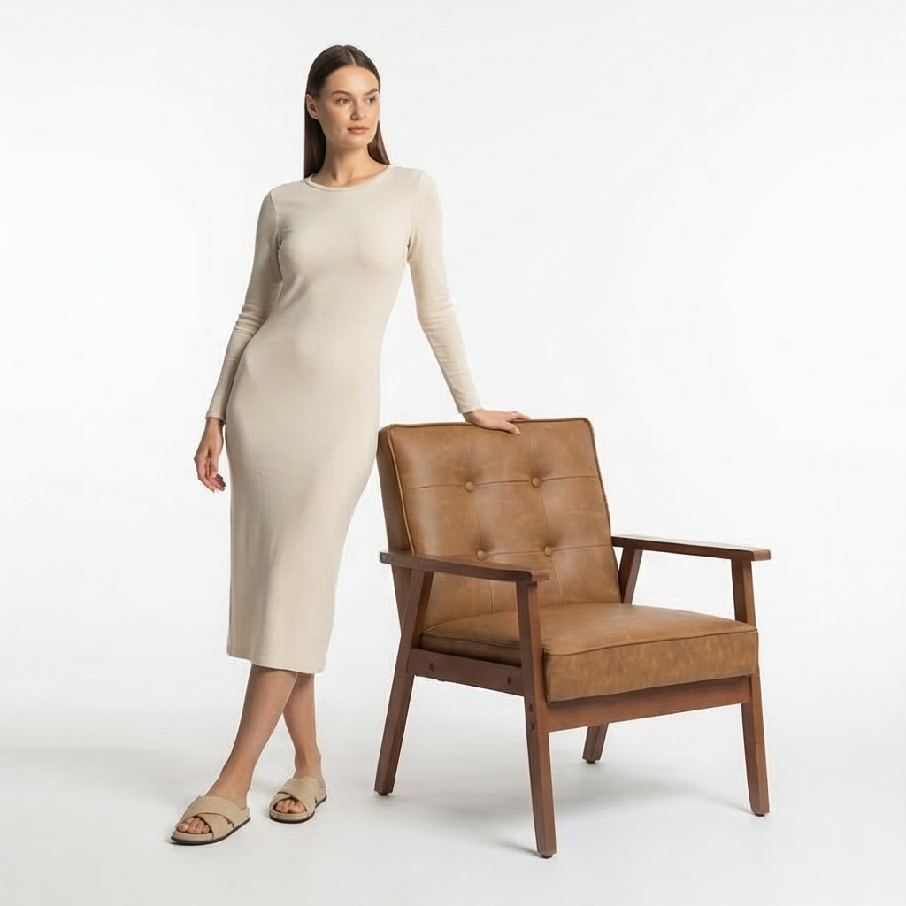 Tuscan Mediterranean Light Brown Contemporary Accent Chair - Mediterranean Italian Contemporary Home Decor Furniture