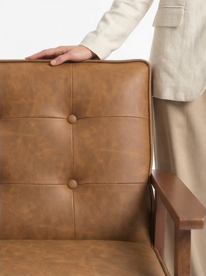 Tuscan Mediterranean Light Brown Contemporary Accent Chairs (2 Chairs) - Mediterranean Italian Contemporary Home Decor Furniture