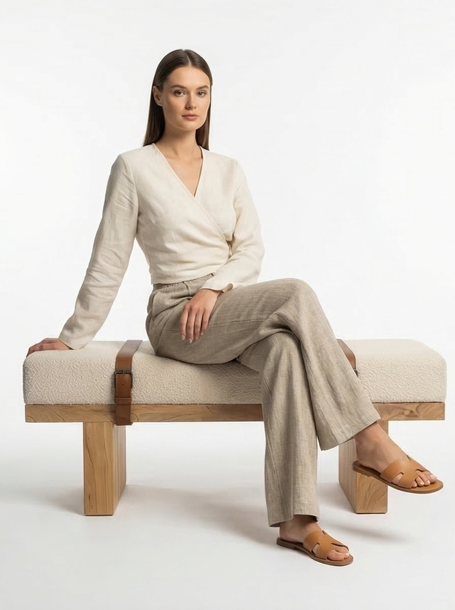 Valencia Oro Greece Mediterranean Cream Bouclé Bench - Mediterranean Italian Contemporary Home Decor Furniture