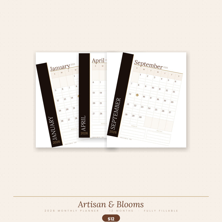 Buy farmhouse furniture Artisan &amp; Blooms Monthly Printable &amp; Digital iPhone iPad Planner 2026 - Modern Cottage Farmhouse Furniture