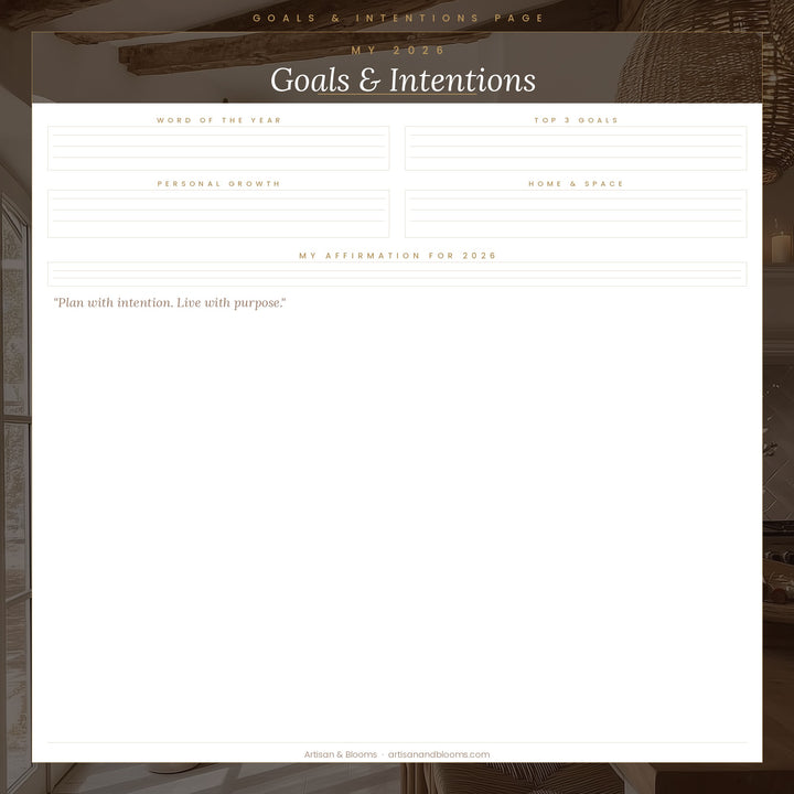 Buy farmhouse furniture Artisan &amp; Blooms Monthly Printable &amp; Digital iPhone iPad Planner 2026 - Modern Cottage Farmhouse Furniture