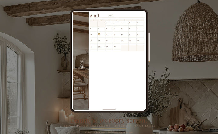 Buy farmhouse furniture Artisan &amp; Blooms Monthly Printable &amp; Digital iPhone iPad Planner 2026 - Modern Cottage Farmhouse Furniture