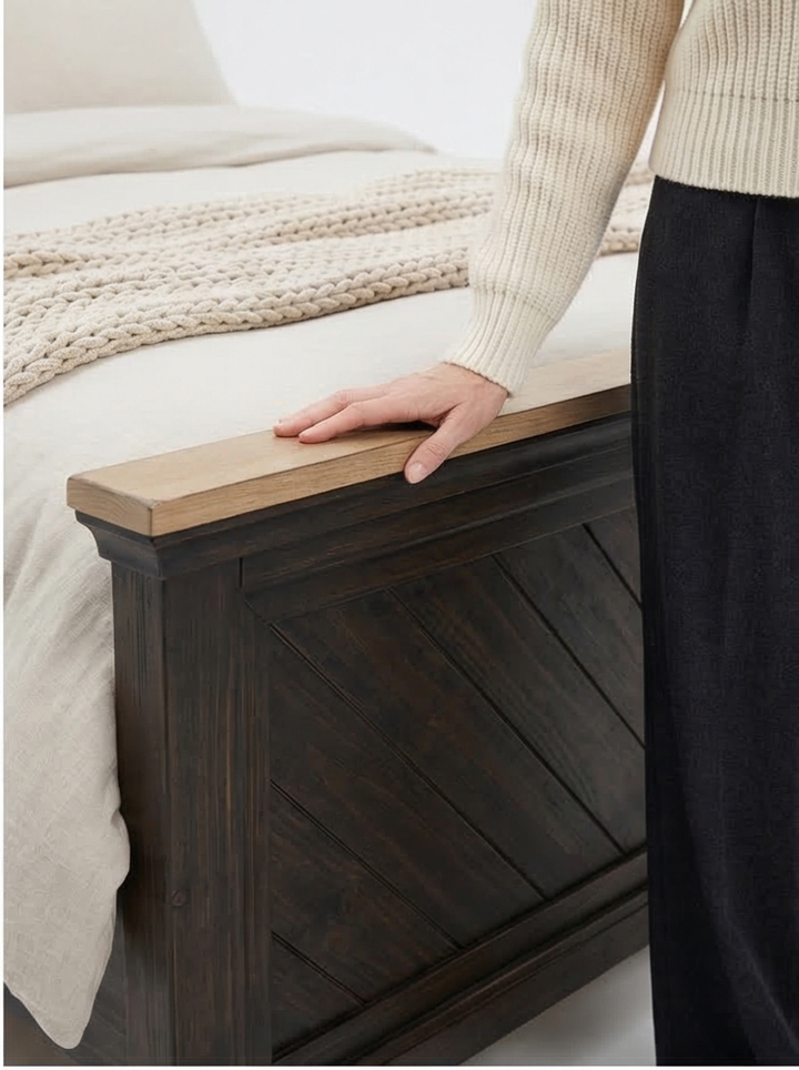 Buy farmhouse furniture Casa Verona Mediterranean Farmhouse Solid Wood Queen Bed - Modern Cottage Farmhouse Furniture