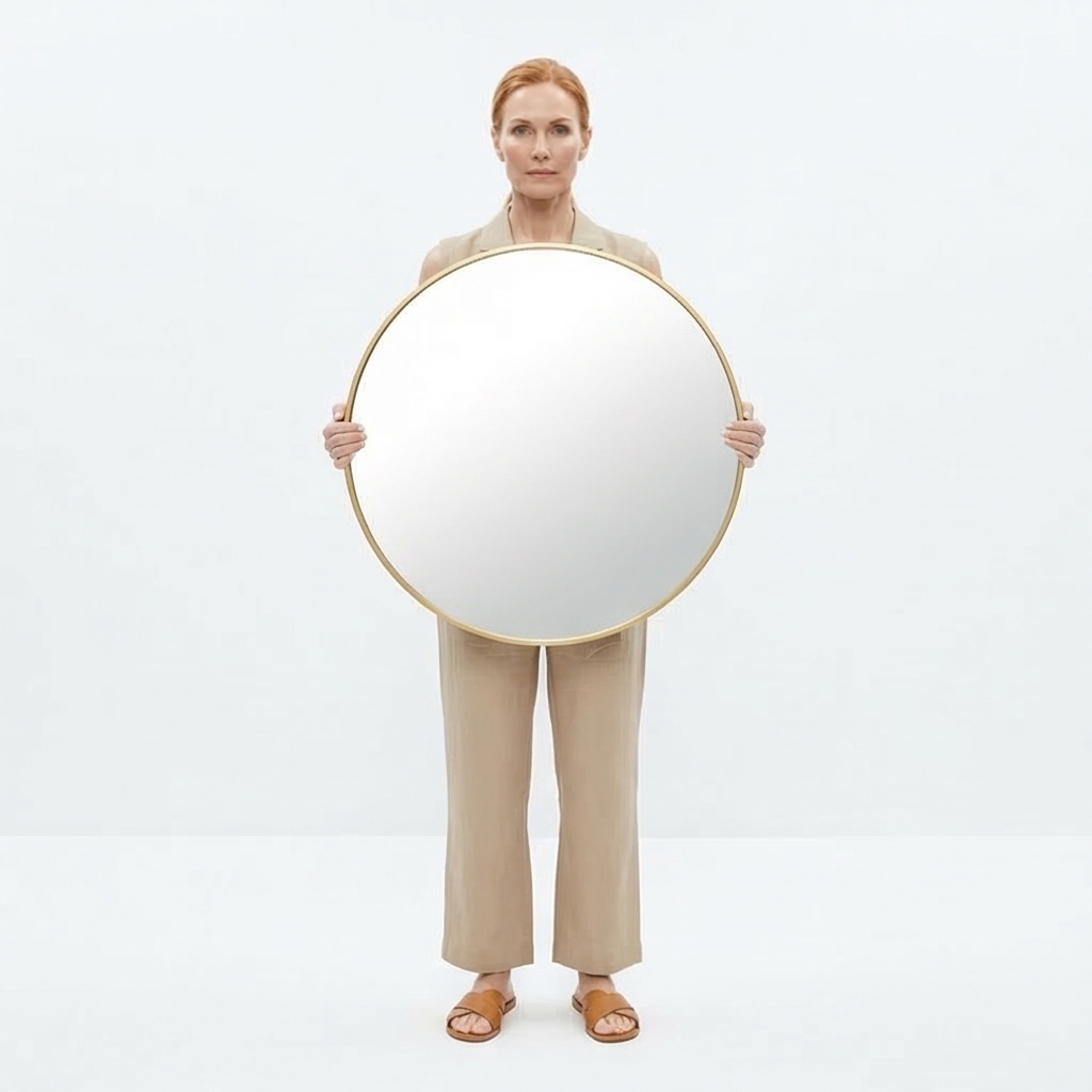 Buy farmhouse furniture Modern Farmhouse Bathroom Mirror | Round Metal Frame, 39 Inch - Modern Cottage Farmhouse Furniture