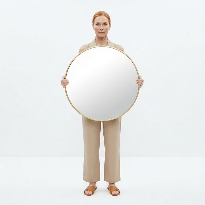 Buy farmhouse furniture Modern Farmhouse Bathroom Mirror | Round Metal Frame, 39 Inch - Modern Cottage Farmhouse Furniture