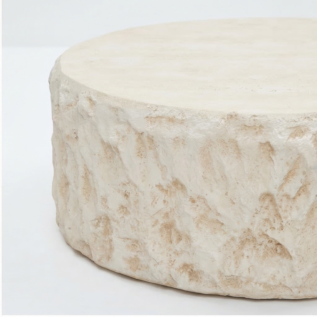 Helios | Circular Italian Mediterranean Limestone Artificial Coffee Table - Mediterranean Italian Contemporary Home Decor Furniture