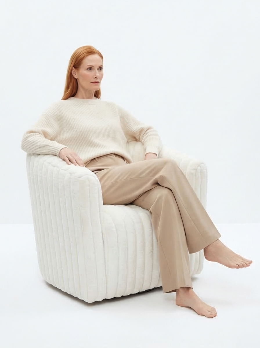 Rotating Modern White contemporary accent chair- Mediterranean Italian Contemporary Home Decor Furniture