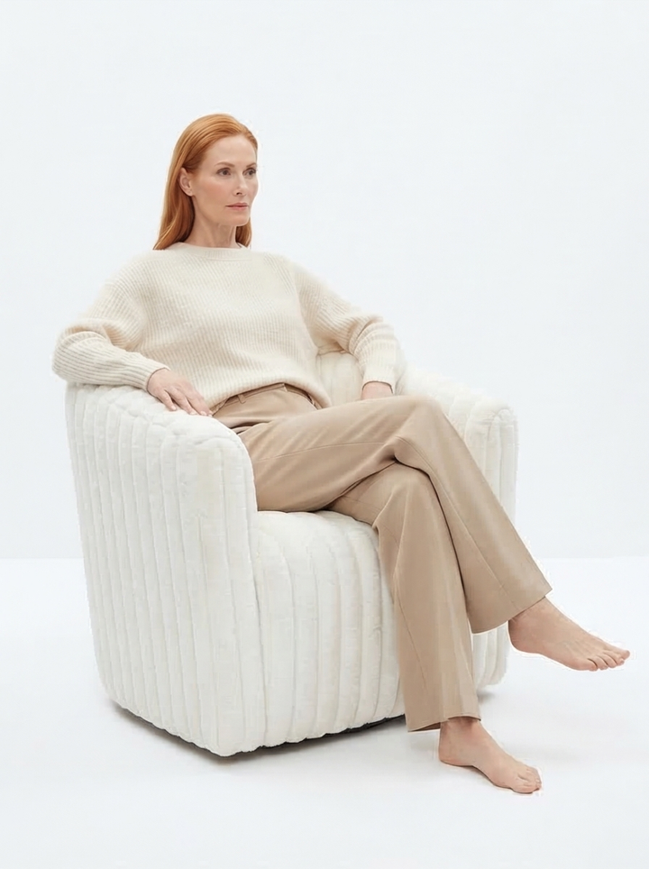 Rotating Modern White Contemporary Accent Chair - Mediterranean Italian Contemporary Home Decor Furniture