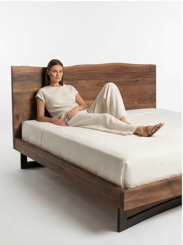 Bent King Size Mediterranean Farmhouse Bed - Mediterranean Italian Contemporary Home Decor Furniture