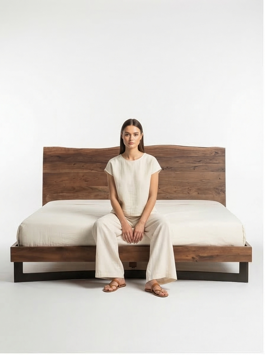 Bent King Size Mediterranean Farmhouse Bed - Mediterranean Italian Contemporary Home Decor Furniture