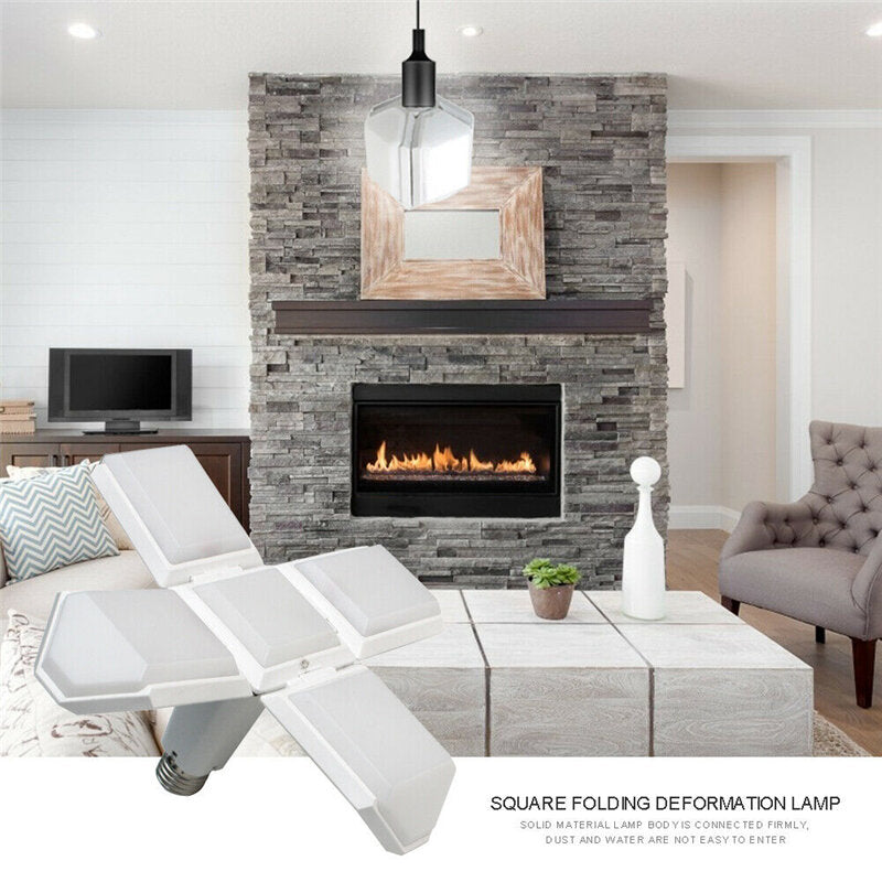 Boho Aesthetic Foldable LED Square Four-Leaves Panels Ceiling Lamp | Biophilic Design Airbnb Decor Furniture 