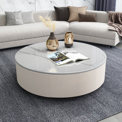 The Lille | Large Modern Marble Round Coffee Table with Drawer | order couch online - buy sofa -buy sofa online