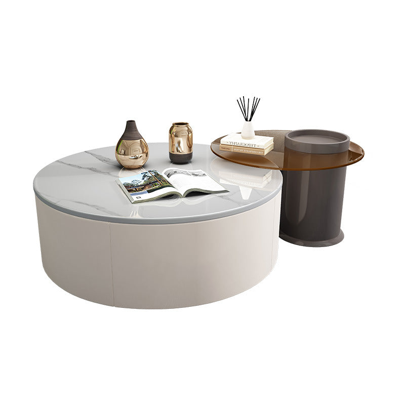 The Lille | Large Modern Marble Round Coffee Table with Drawer | order couch online - buy sofa -buy sofa online