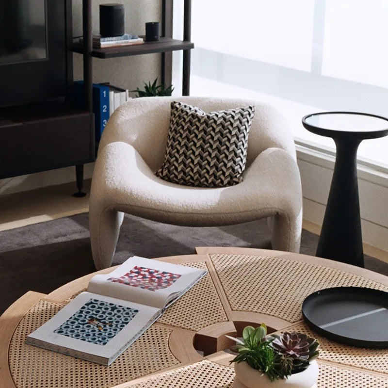 Boho Aesthetic Clermont-Ferrand | Modern Lamb Minimalist Accent Chair | Biophilic Design Airbnb Decor Furniture 